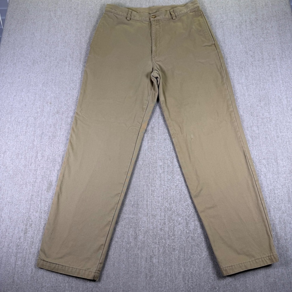 L.L. Bean Pants Mens 32 Khaki Flannel Lined Natural Fit Chino Trousers
